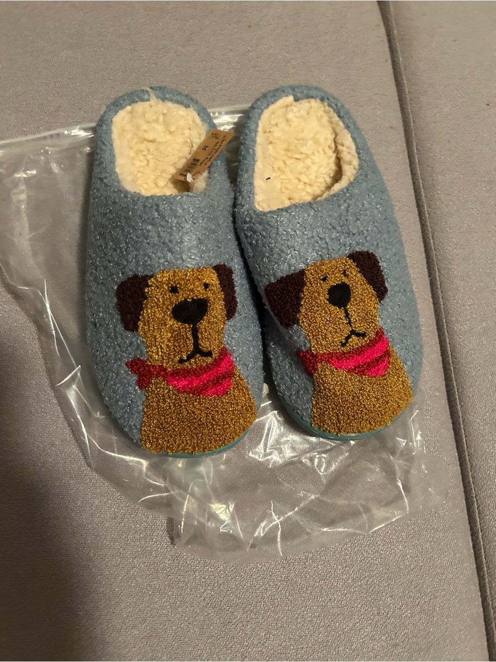 NATURAL LIFE Light Blue Dog Motif Slip-On Slippers NWT size M 7/8 - Picture 5 of 5